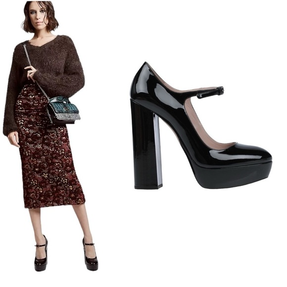 Miu MiuMary Jane Black Patent Platform Pump - Size IT 38.5